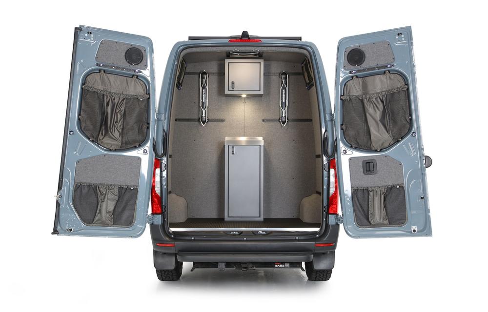 2019+ Sprinter Van Rear Door Lower Stuff Bag Kit - w/Graphite Upholstered Panels