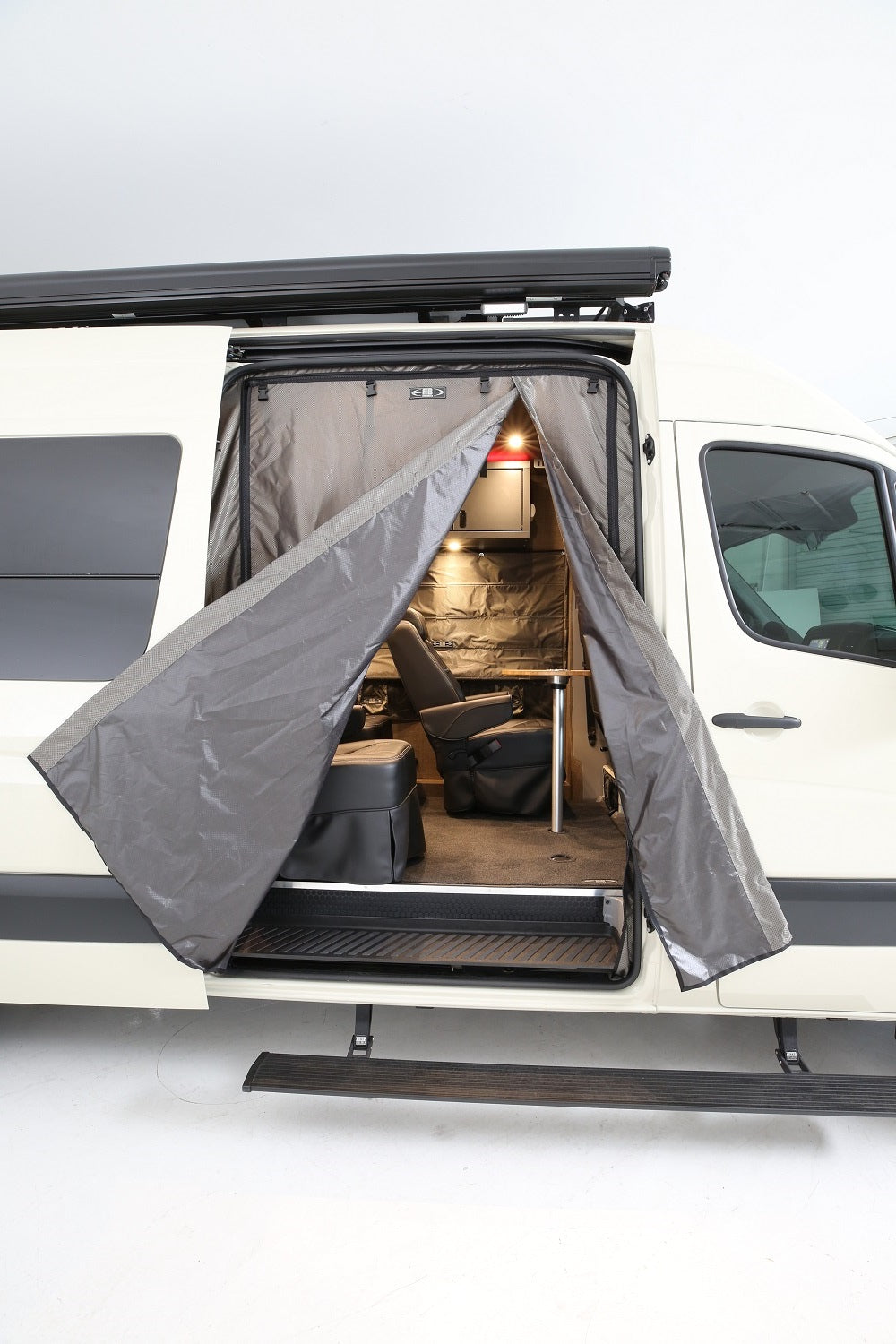 07+ Sprinter Van Fabric - Passenger Side Sliding Door Solid Cover w/Frame
