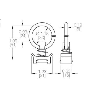 Cargo Equipment L-Track Blue Single Stud Fitting With Round Ring For Aircraft-Grade L-Track | U.S. Upfitters