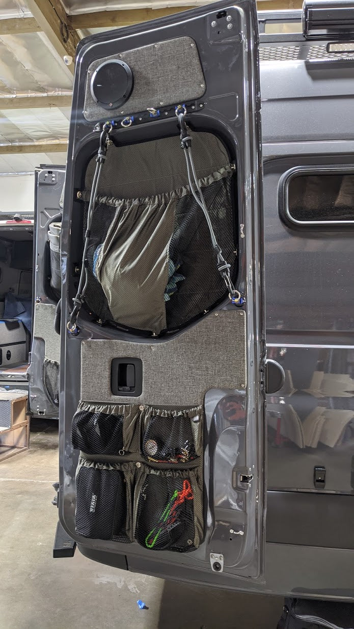 2019+ Sprinter Van Fabric, Rear Lower Door Stuff Bag, Multi Compartment