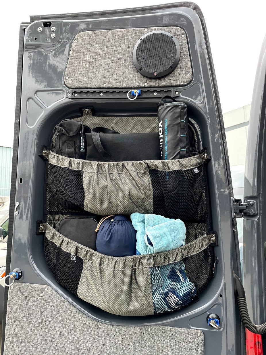 2019+ Sprinter Van Fabric - Rear Door Window Multi Compartment Stuff Bag