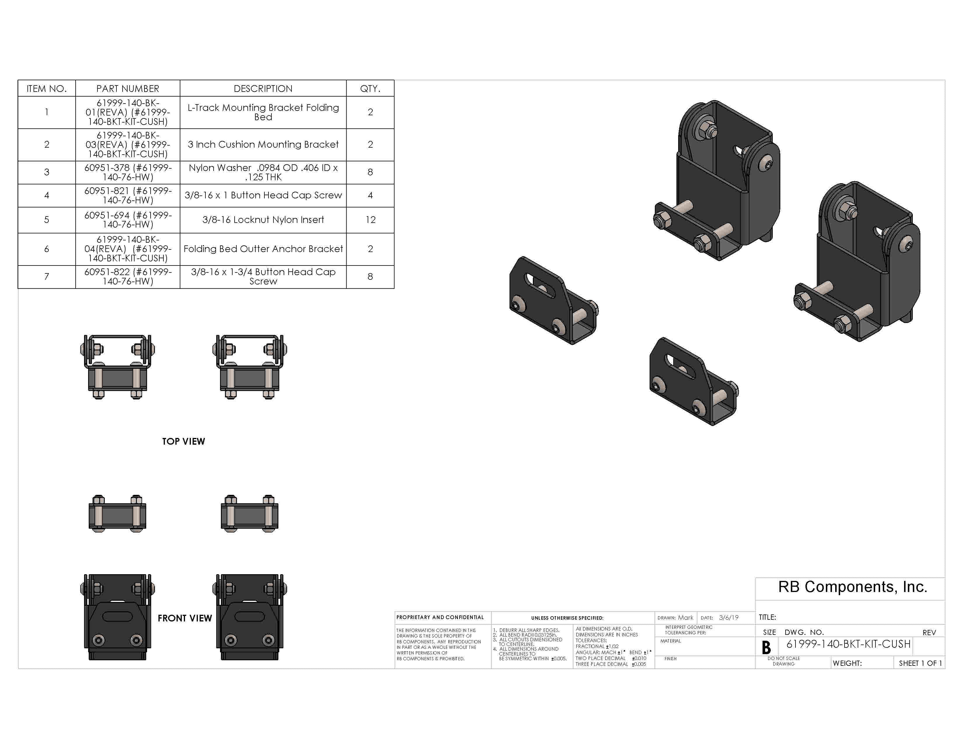 UL カーボンテーブル　MOUNT DIMENSION Wall Mount Hanging Platform Bed Mounting Bracket Kit - For 3