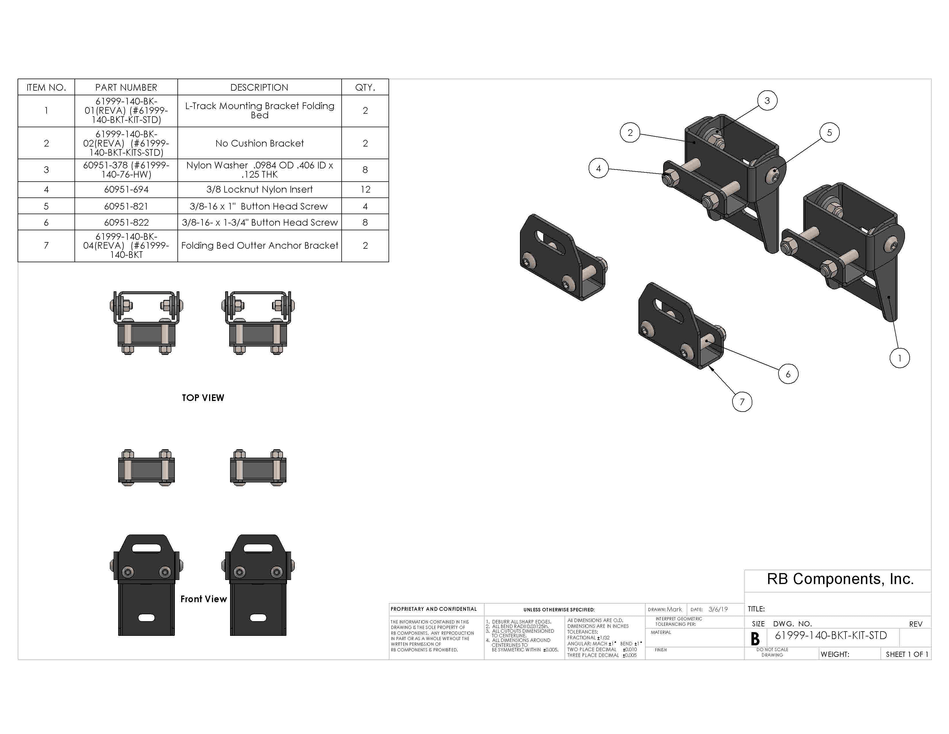 Wall Mount Hanging Platform Bed Mounting Bracket Kit - No
