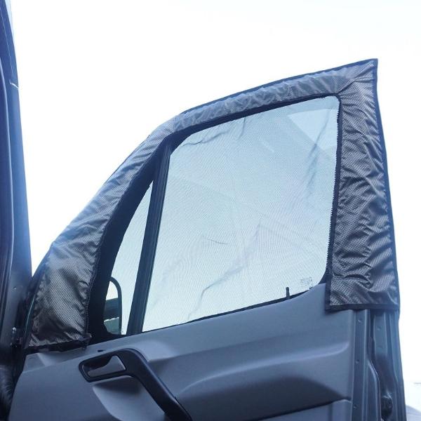 2007-2018 Sprinter Van Front Door Window Sun Shade w/Zipper Bug Net Set