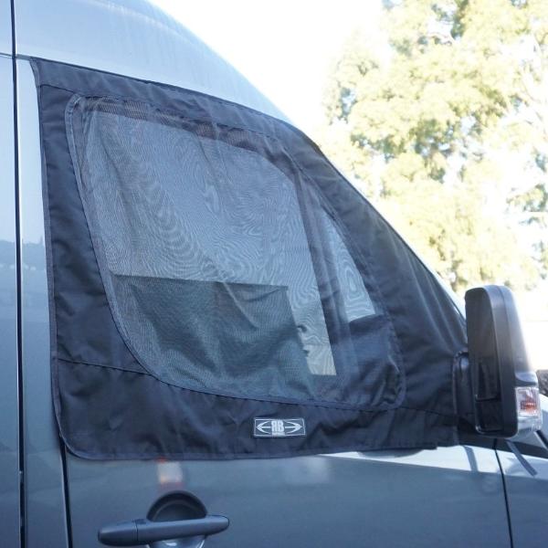 2007-2018 Sprinter Van Front Door Window Sun Shade w/Zipper Bug Net Set