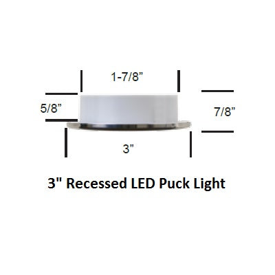 3-inch LED Recessed Puck Light, Stainless Steel Trim Ring