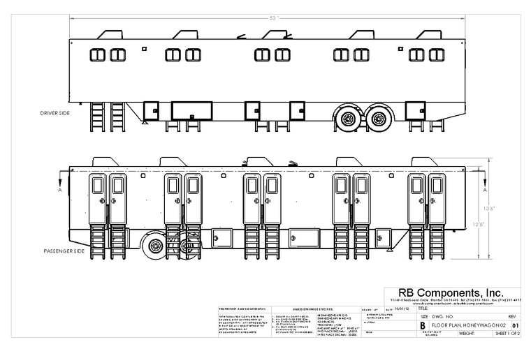 53' Honeywagon Trailer - 8 Room