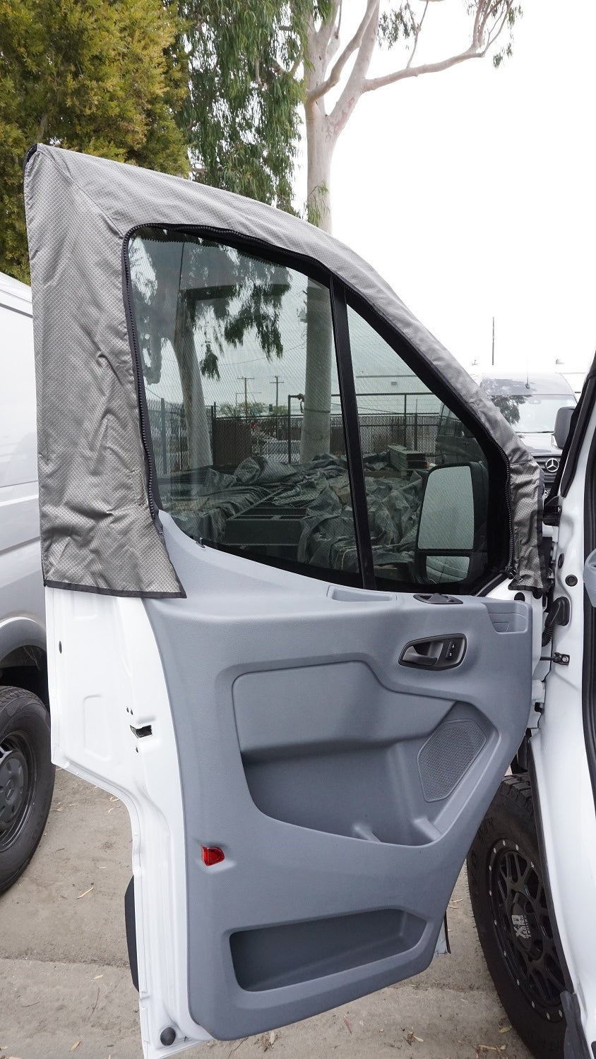 2014+ Ford Transit Exterior Front Window Shade Kit w/Integeral Side Window Bug Screens